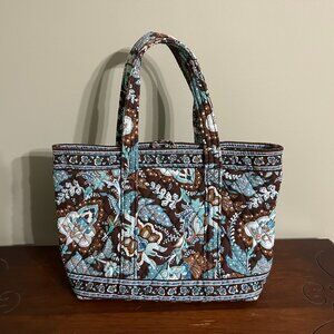 VERA BRADLEY "Java Blue" Floral Pattern w/Toggle Clasp Tote Bag ~~ VTG ~ Retired